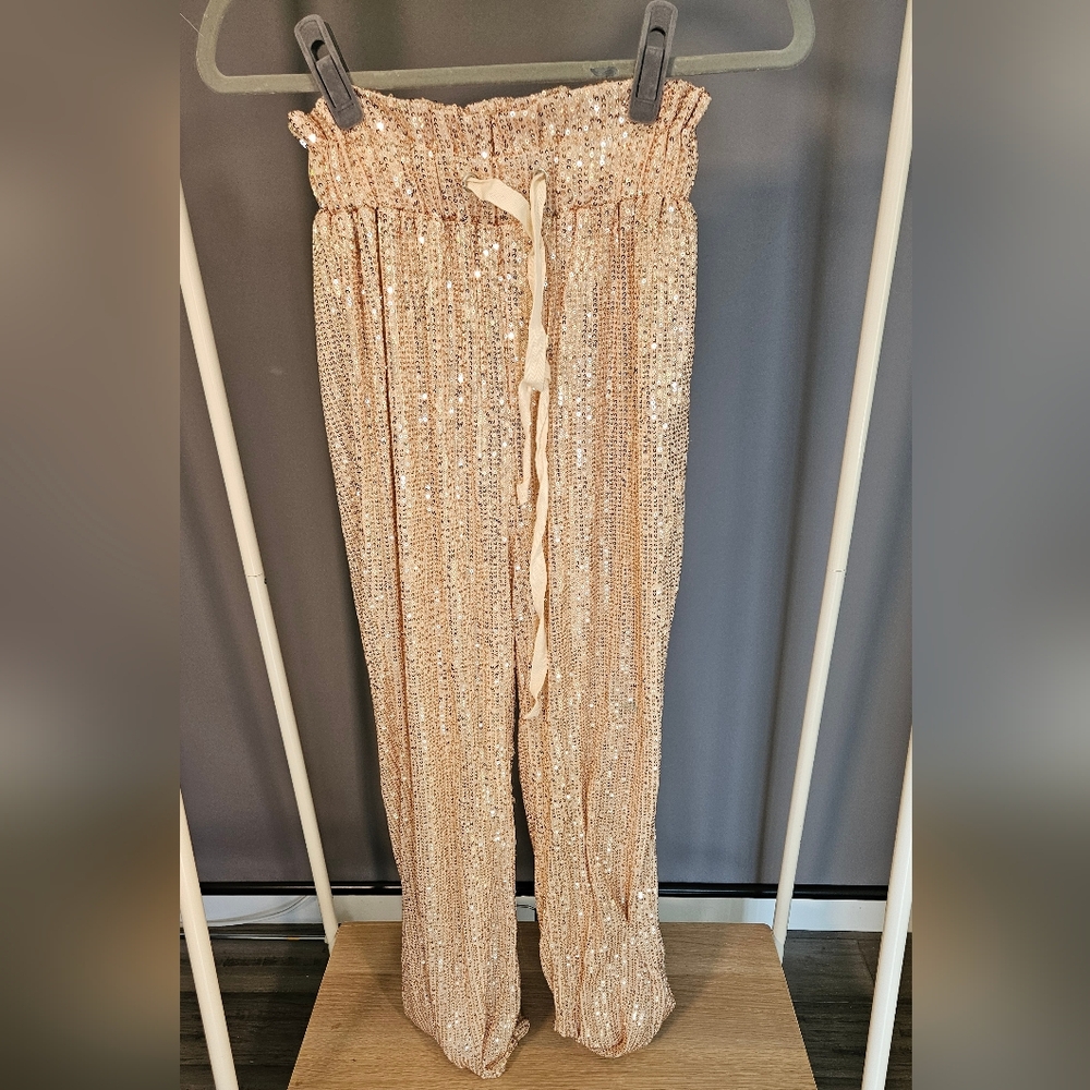 Sequin Wide-Leg Pants, Joggers